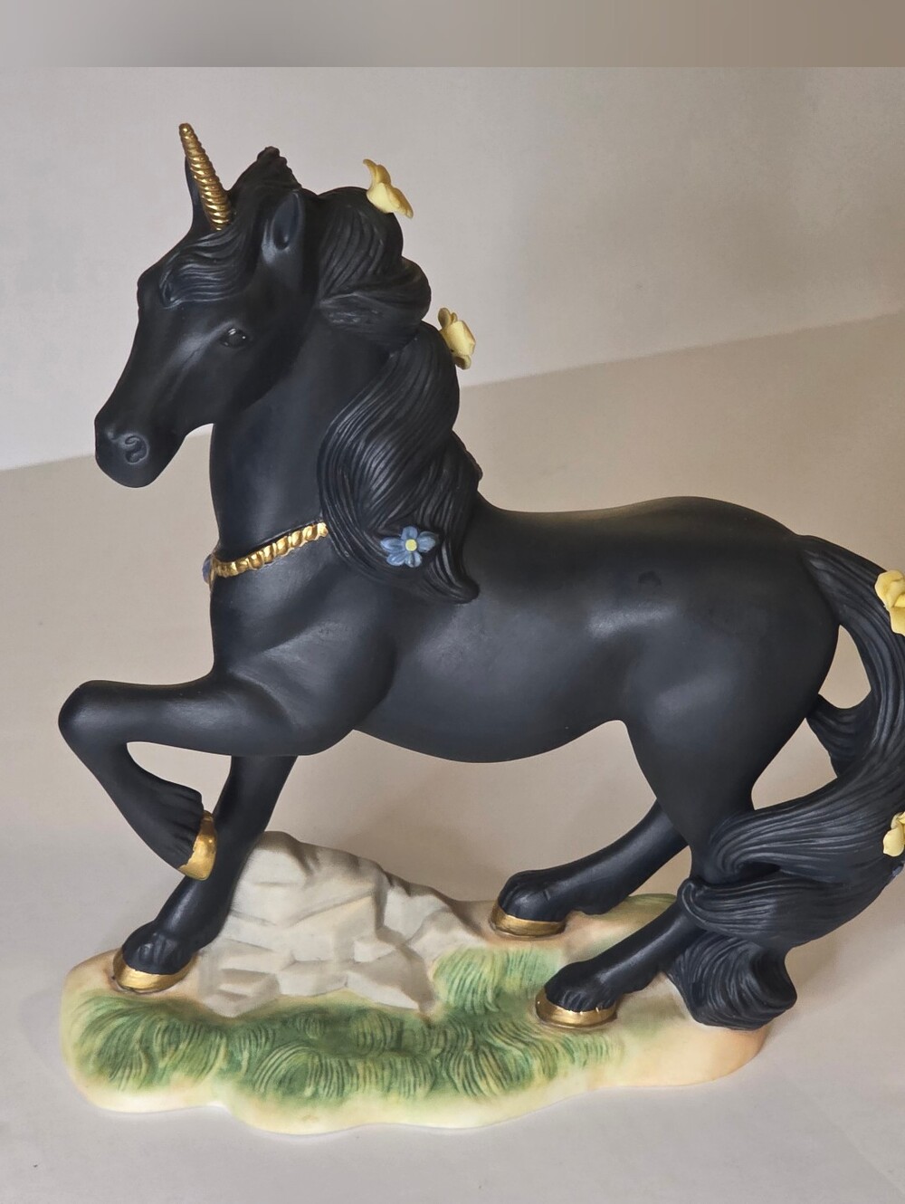 Princeton Gallery Lenox Love's Magic Black‎ Porcelain Unicorn Figurine 1994 Vtg
